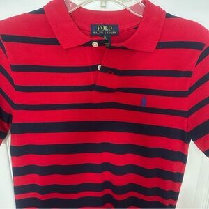 EUC - Kids Polo Ralph Lauren, Striped Red & Navy Blue ❤️💙 Boys Medium 10-12 👕